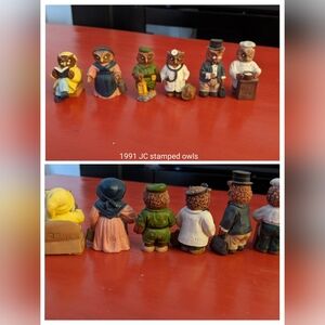 Vintage 1991 JC Owl townspeople figurine set